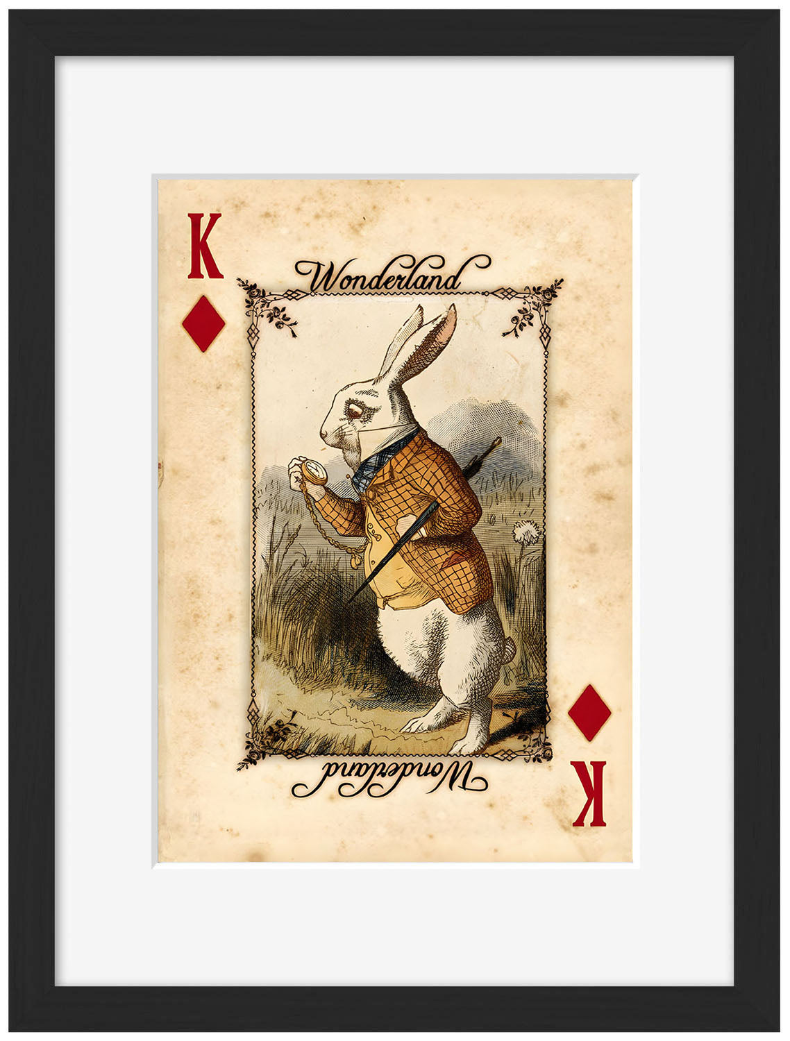 Rabbit Playing Cards-alice, print-Framed Print-30 x 40 cm-BLUE SHAKER