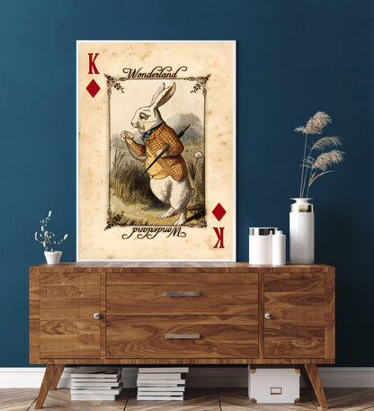 Rabbit Playing Cards-alice, print-BLUE SHAKER