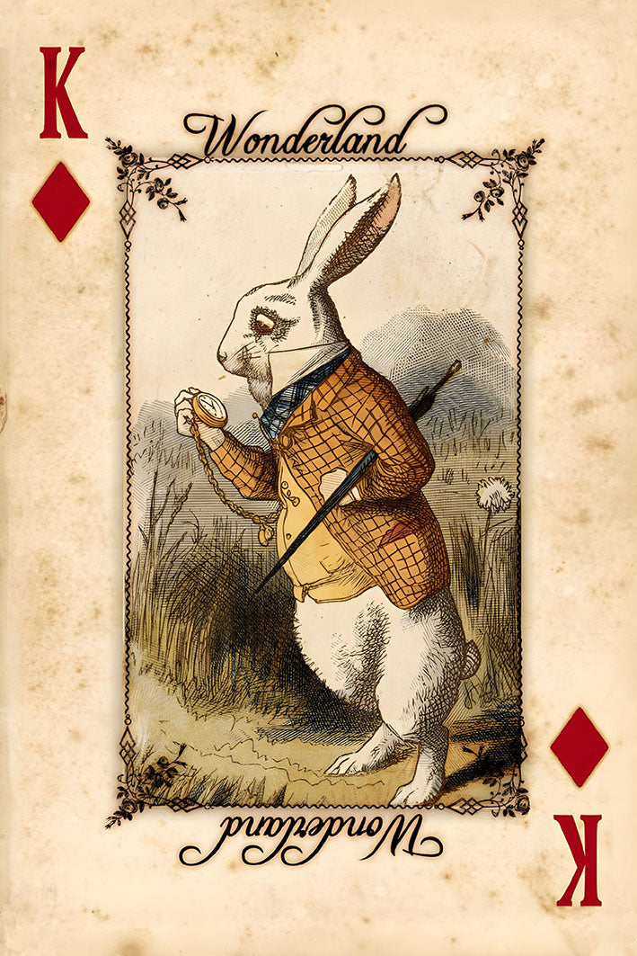 Rabbit Playing Cards-alice, print-Print-30 x 40 cm-BLUE SHAKER
