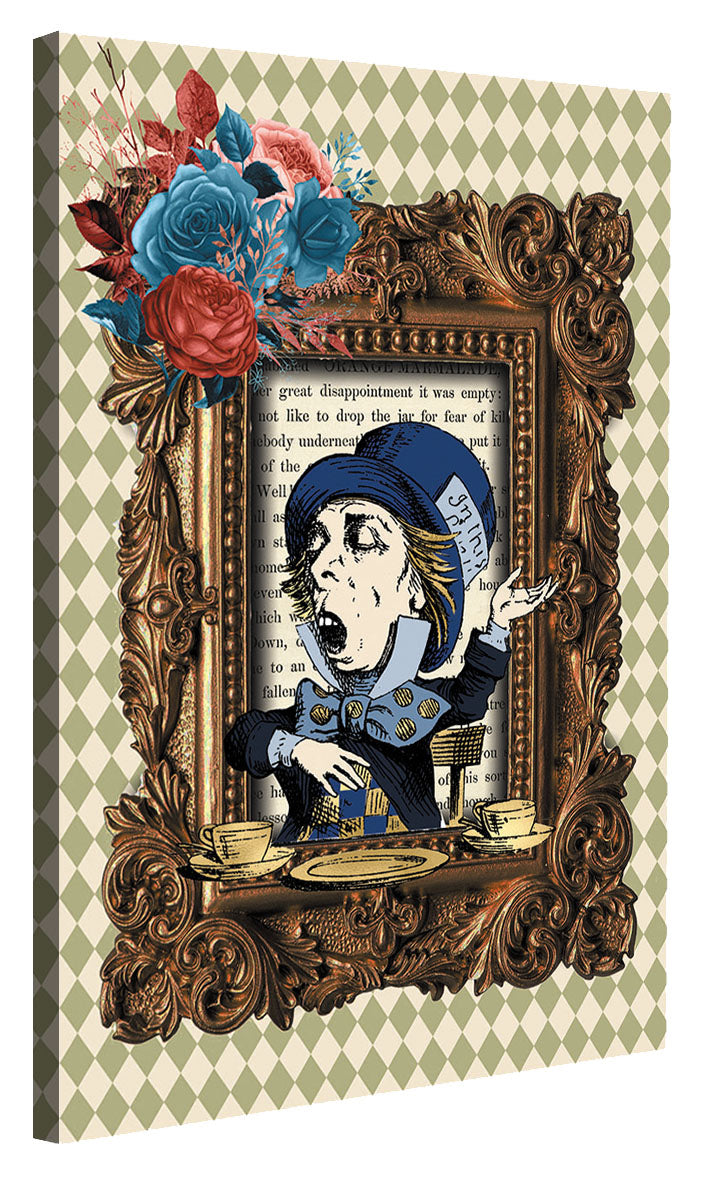 The Hatter Framed-alice, print-Canvas Print - 20 mm Frame-50 x 75 cm-BLUE SHAKER
