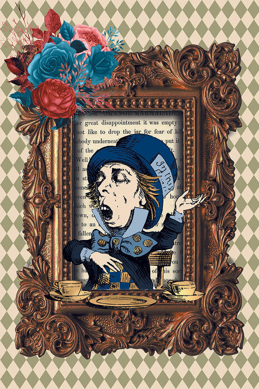 The Hatter Framed-alice, print-Print-30 x 40 cm-BLUE SHAKER