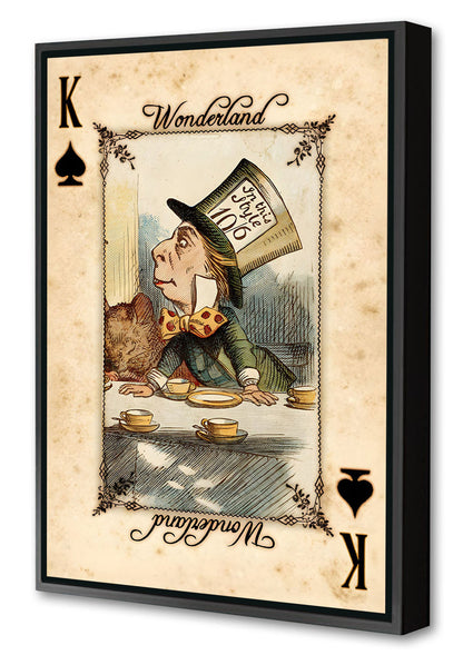 The Hatter Playing Cards-alice, print-Canvas Print with Box Frame-40 x 60 cm-BLUE SHAKER