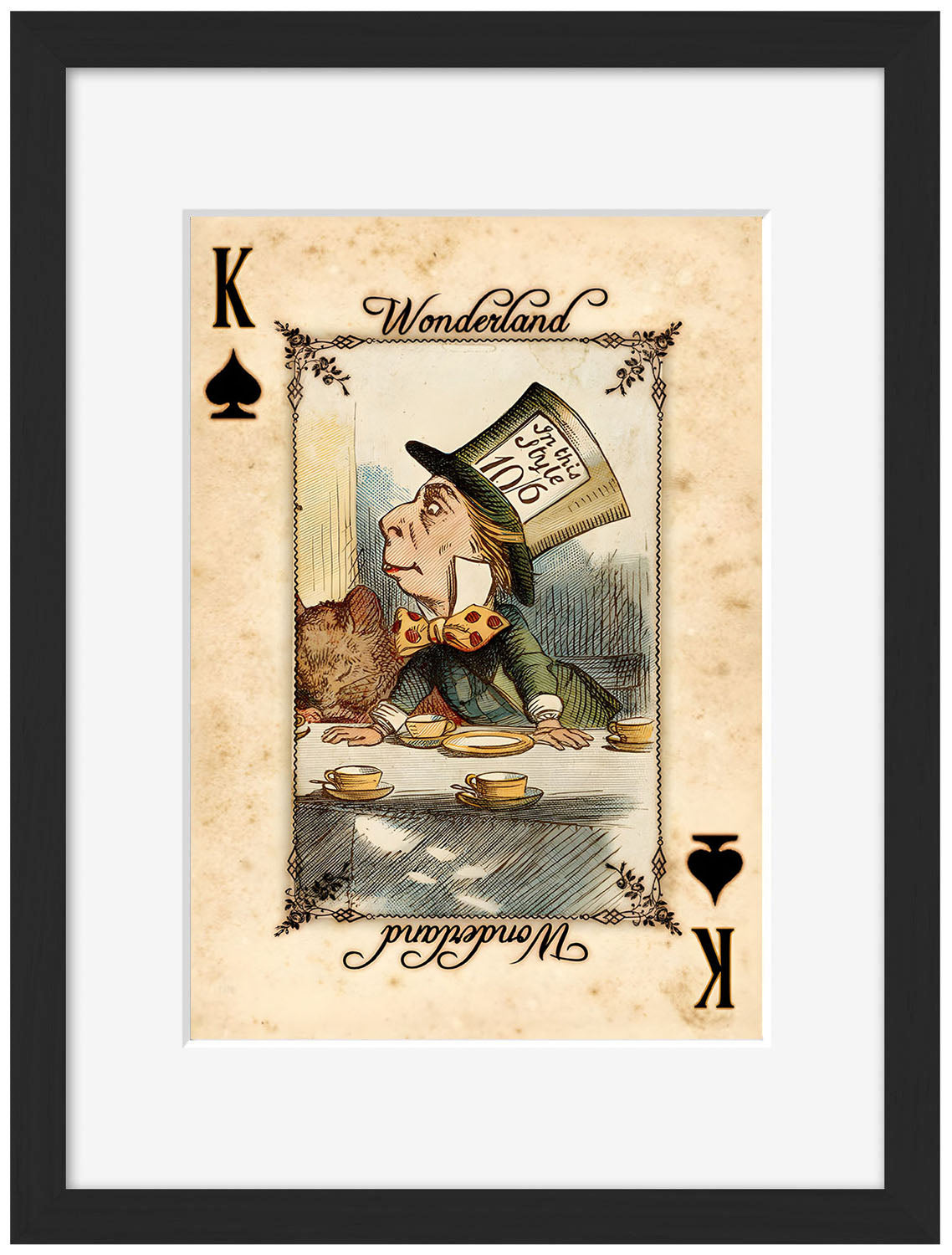 The Hatter Playing Cards-alice, print-Framed Print-30 x 40 cm-BLUE SHAKER