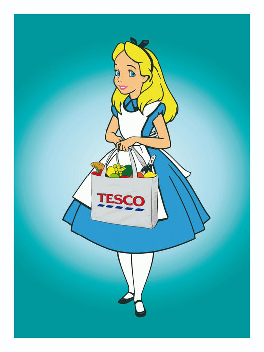 Alice Shopping Bag Tesco-cartoons, print-Print-30 x 40 cm-BLUE SHAKER