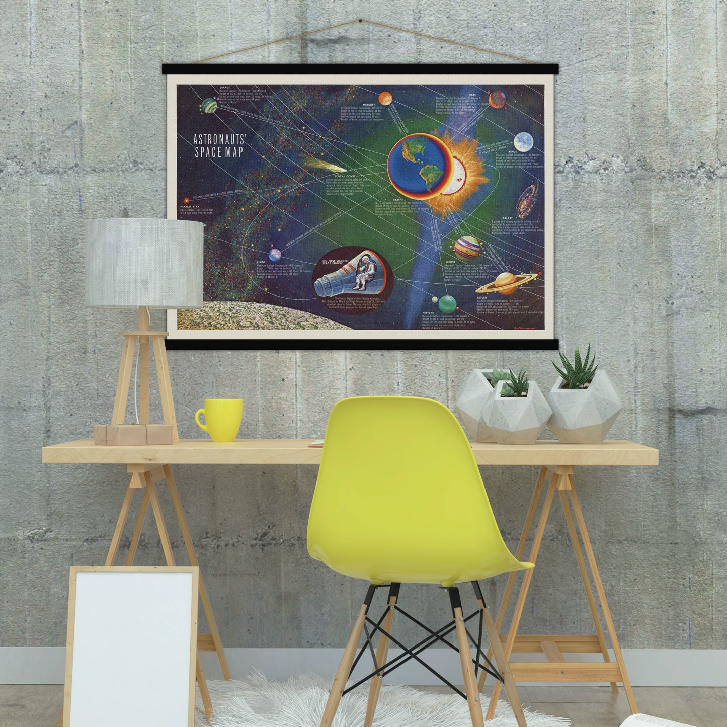 Astronaut Space map - Blue Shaker - Poster Affiche -