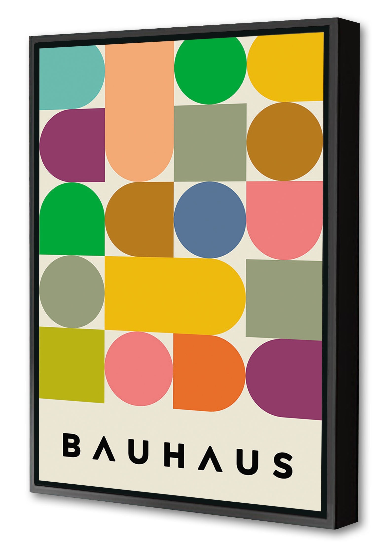 Bauhaus Geometry-bauhaus, print-Canvas Print with Box Frame-40 x 60 cm-BLUE SHAKER