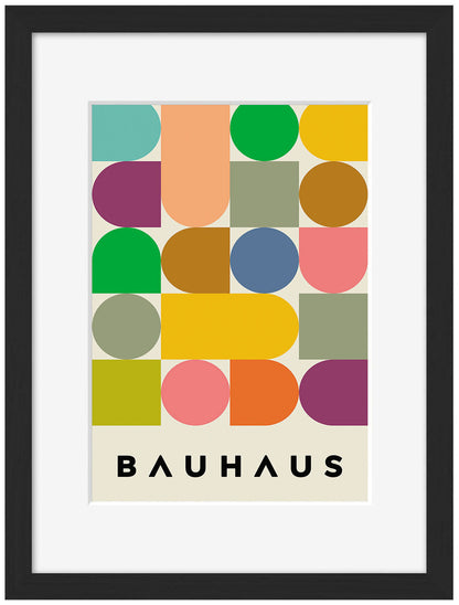 Bauhaus Geometry-bauhaus, print-Framed Print-30 x 40 cm-BLUE SHAKER