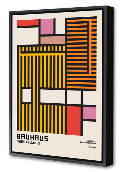 Bauhaus Stripes-bauhaus, print-Canvas Print with Box Frame-40 x 60 cm-BLUE SHAKER