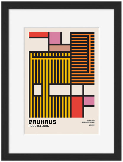 Bauhaus Stripes-bauhaus, print-Framed Print-30 x 40 cm-BLUE SHAKER