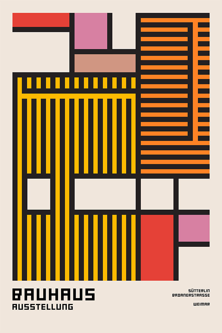 Bauhaus Stripes-bauhaus, print-Print-30 x 40 cm-BLUE SHAKER