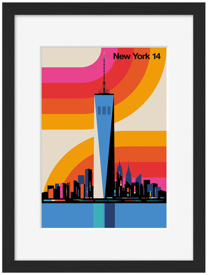 New York 14-bo-lundberg, print-Framed Print-30 x 40 cm-BLUE SHAKER