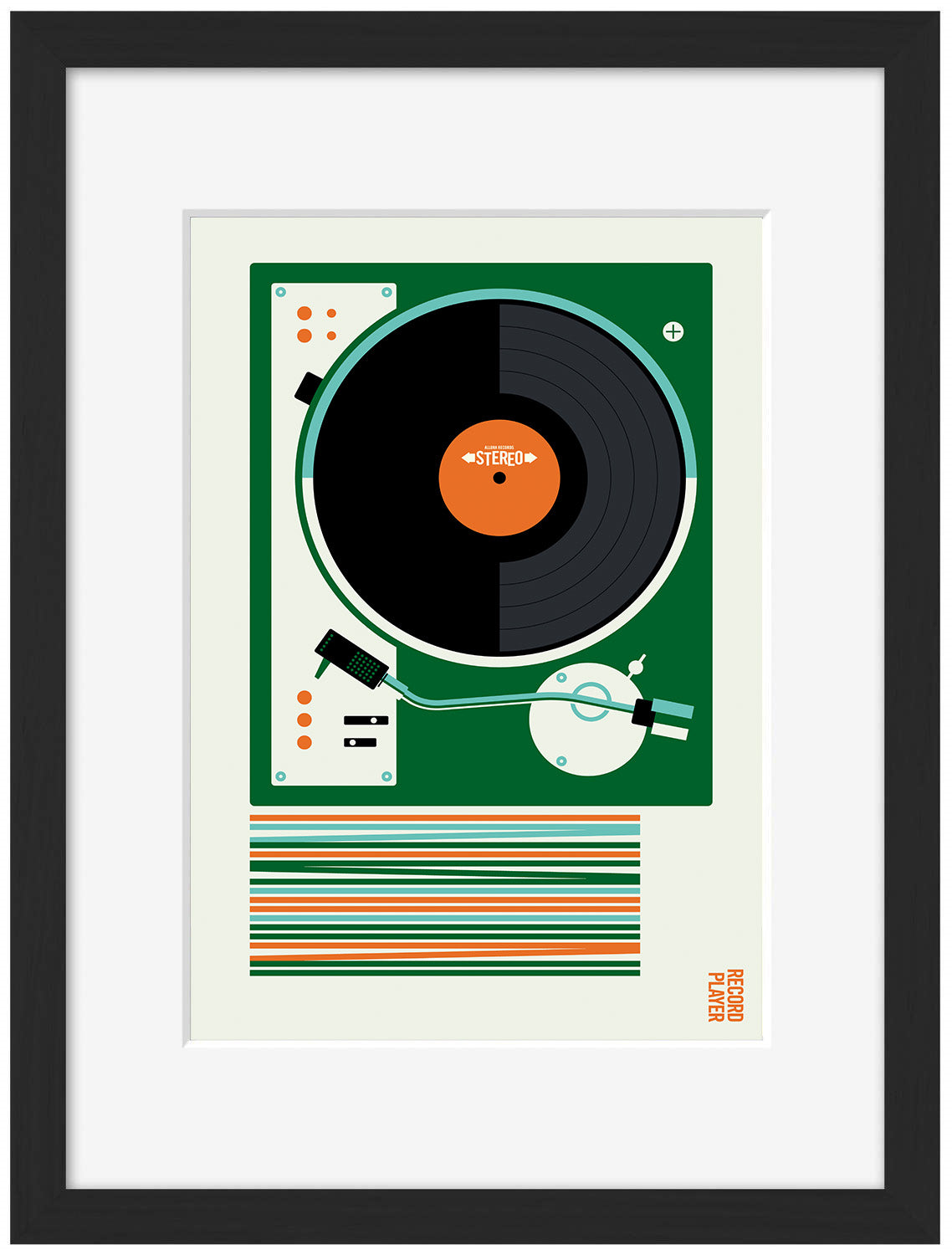 Record Player-bo-lundberg, print-Framed Print-30 x 40 cm-BLUE SHAKER