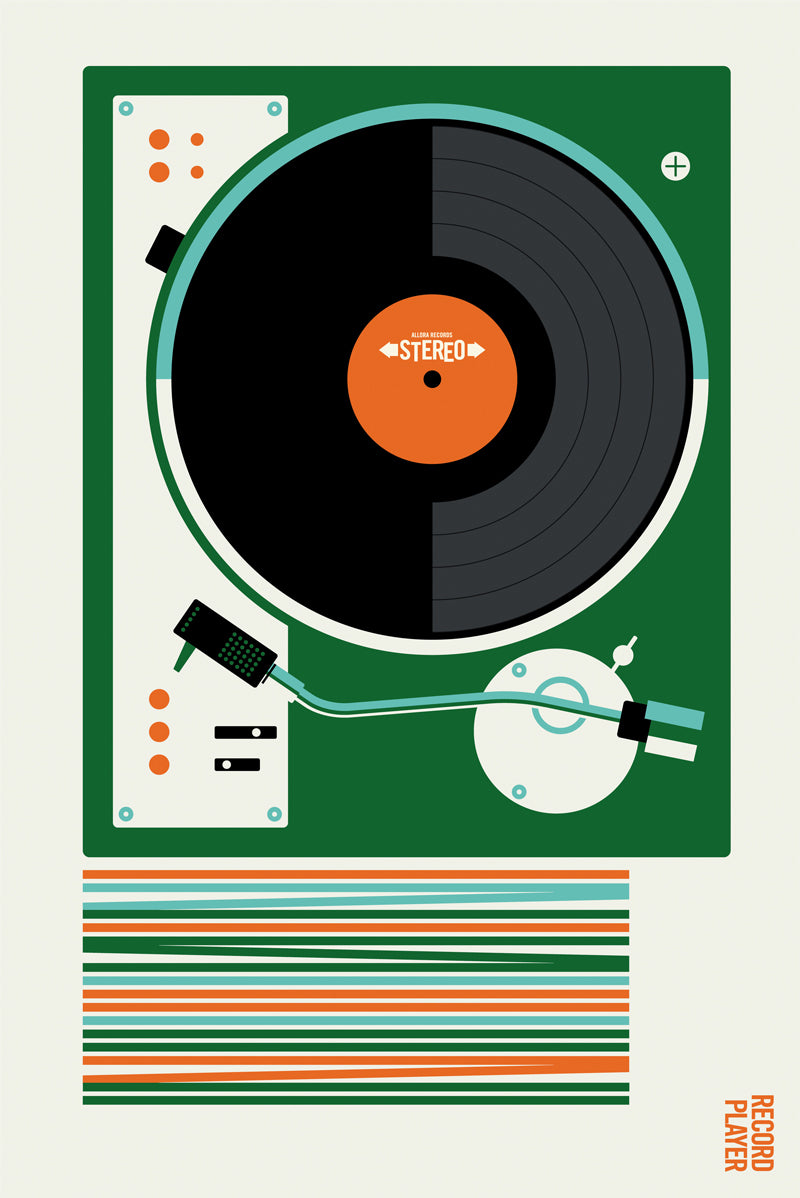 Record Player - Blue Shaker - Poster Affiche -