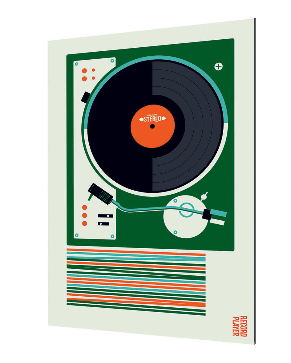 Record Player-bo-lundberg, print-Alu Dibond 3mm-40 x 60 cm-BLUE SHAKER