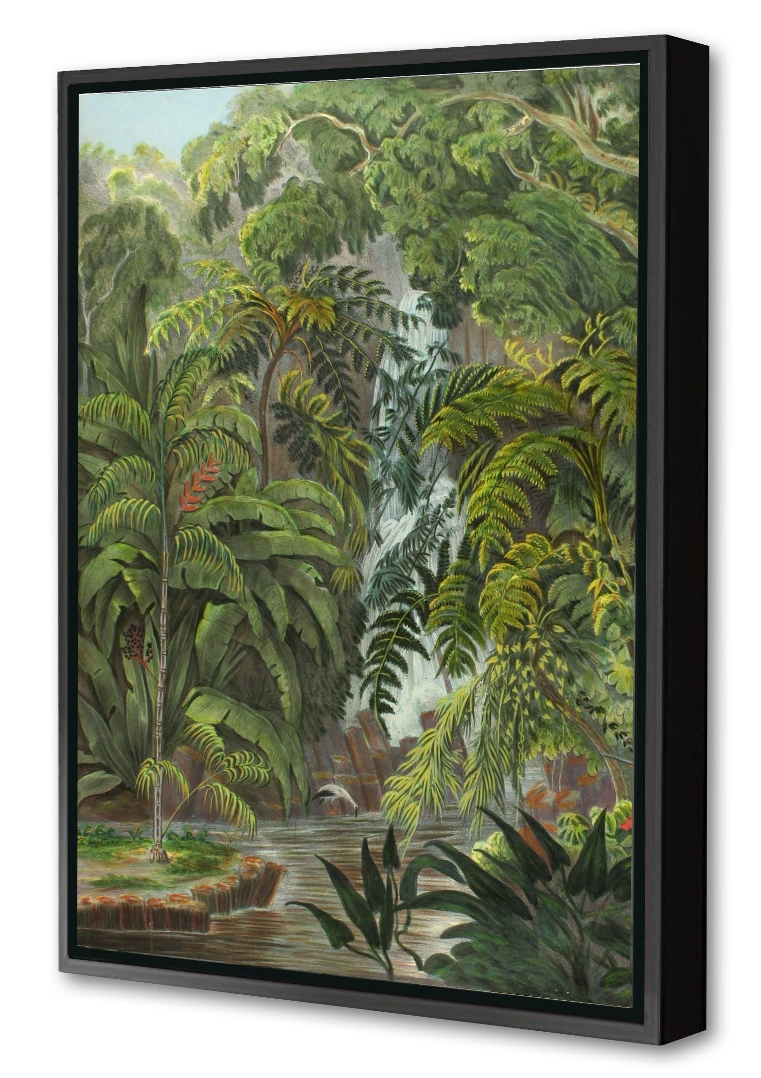 Jungle 1-botanical, print-Canvas Print with Box Frame-40 x 60 cm-BLUE SHAKER