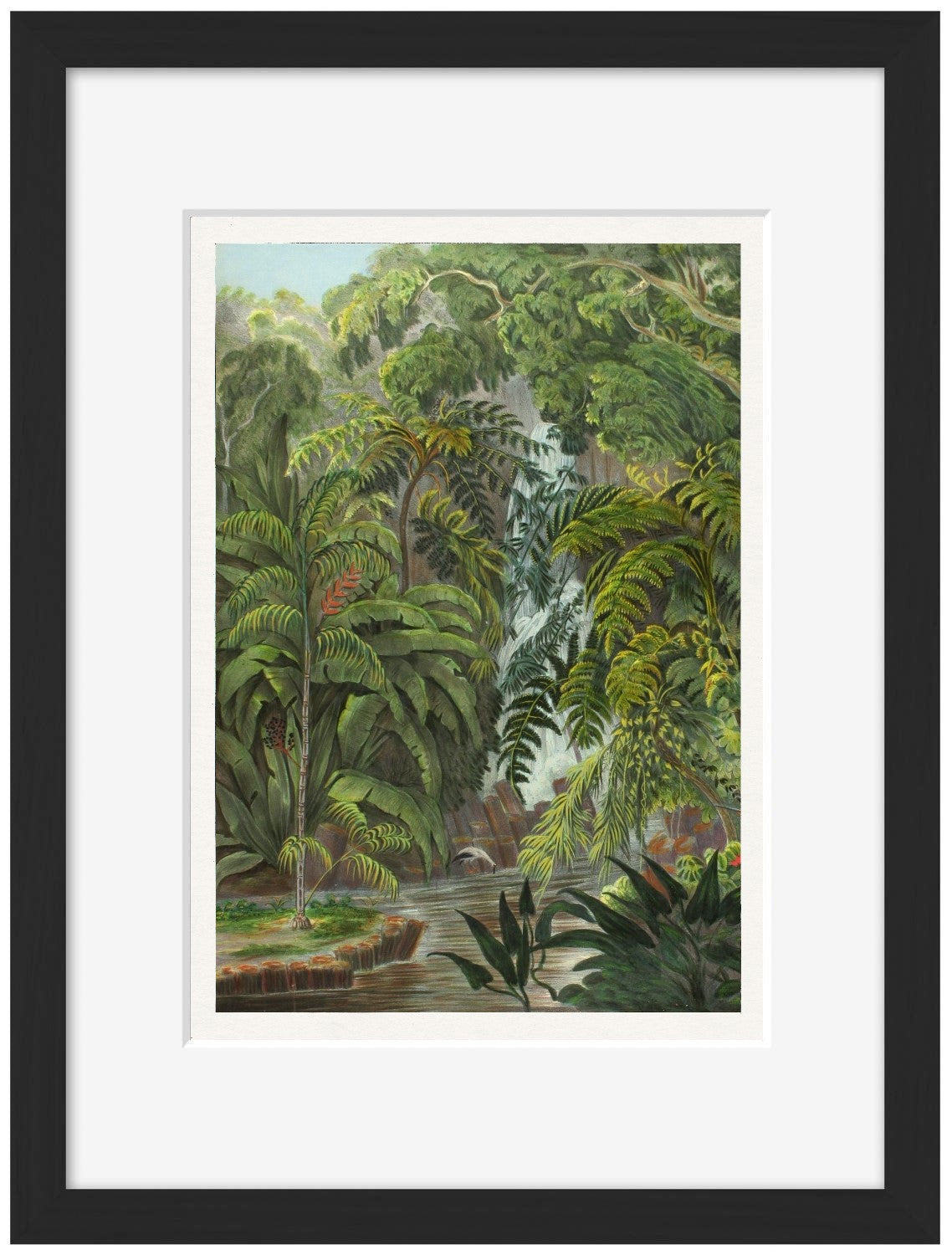 Jungle 1-botanical, print-Framed Print-30 x 40 cm-BLUE SHAKER