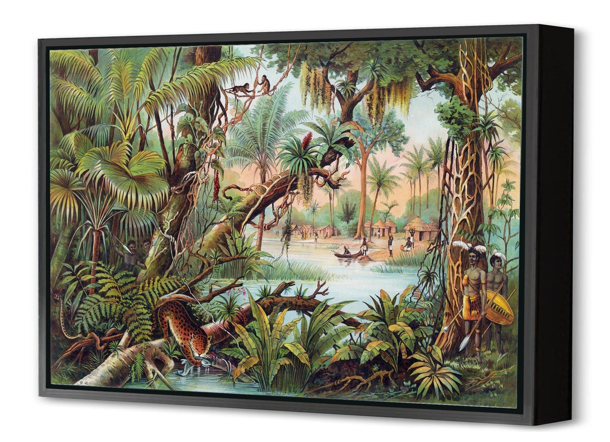 Jungle 3-botanical, print-Canvas Print with Box Frame-40 x 60 cm-BLUE SHAKER