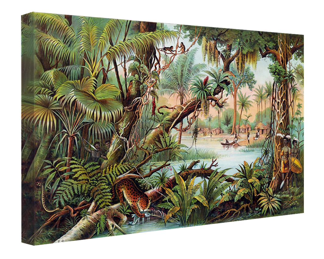 Jungle 3-botanical, print-Canvas Print - 20 mm Frame-50 x 75 cm-BLUE SHAKER