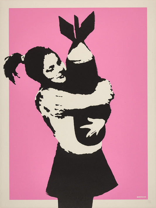 Bomb Hugger Pink-banksy, print-Print-30 x 40 cm-BLUE SHAKER