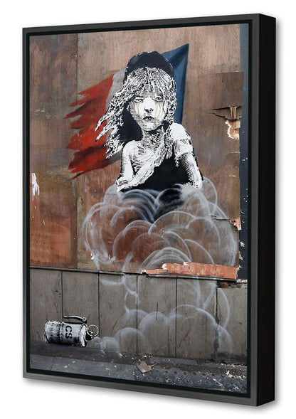 CS Revolution-banksy, print-Canvas Print with Box Frame-40 x 60 cm-BLUE SHAKER