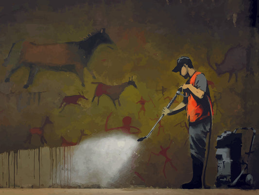 Cave Painting Removal-banksy, print-Print-30 x 40 cm-BLUE SHAKER