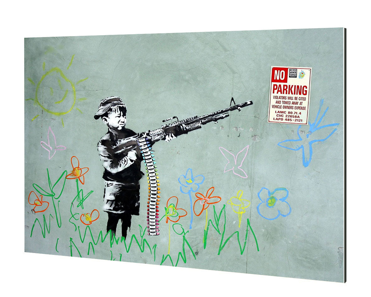Child Soldier-banksy, print-Alu Dibond 3mm-40 x 60 cm-BLUE SHAKER