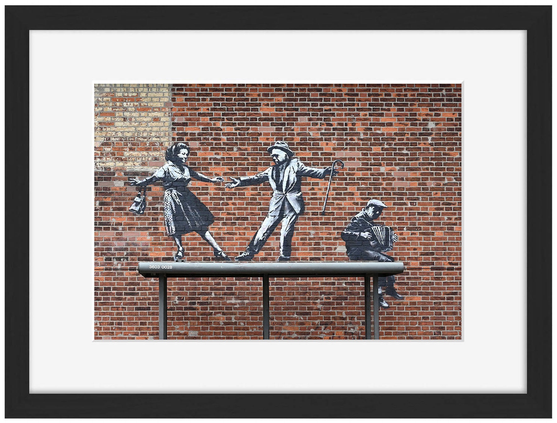 Dancing Couple-banksy, print-Framed Print-30 x 40 cm-BLUE SHAKER