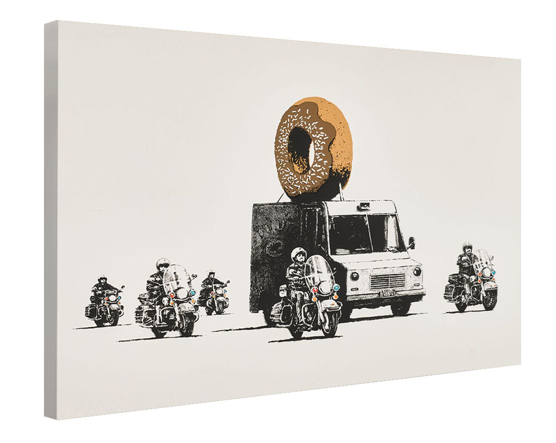 Donuts Chocolate-banksy, print-Canvas Print - 20 mm Frame-50 x 75 cm-BLUE SHAKER