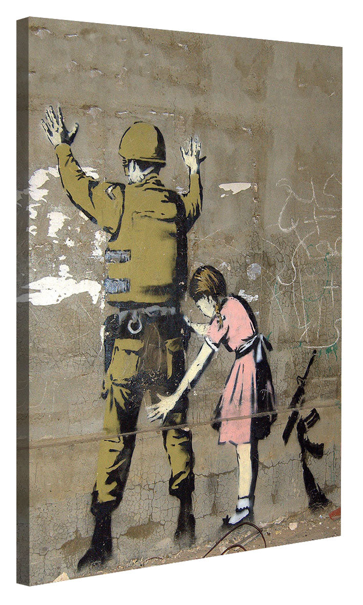 Girl and a Soldier-banksy, print-Canvas Print - 20 mm Frame-50 x 75 cm-BLUE SHAKER