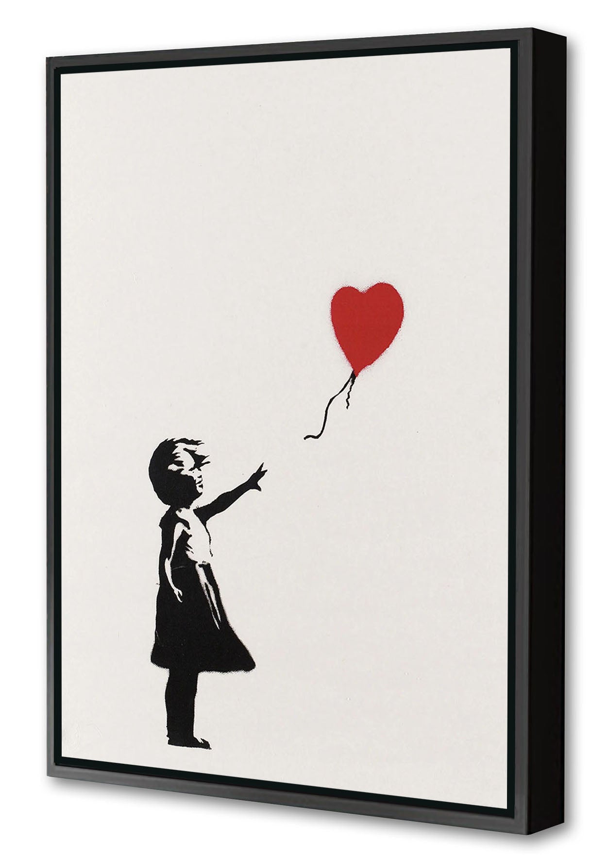 Girl with balloon-banksy, print-Canvas Print with Box Frame-40 x 60 cm-BLUE SHAKER