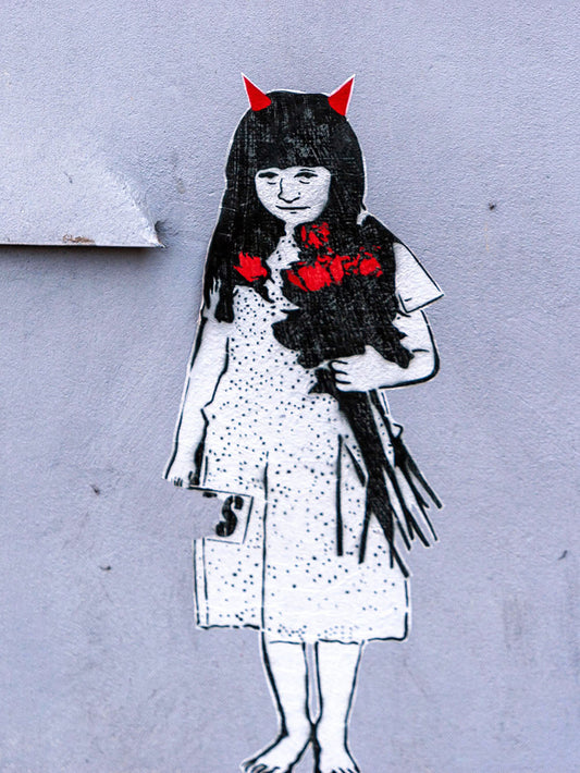 Girl with red horns-banksy, print-Print-30 x 40 cm-BLUE SHAKER