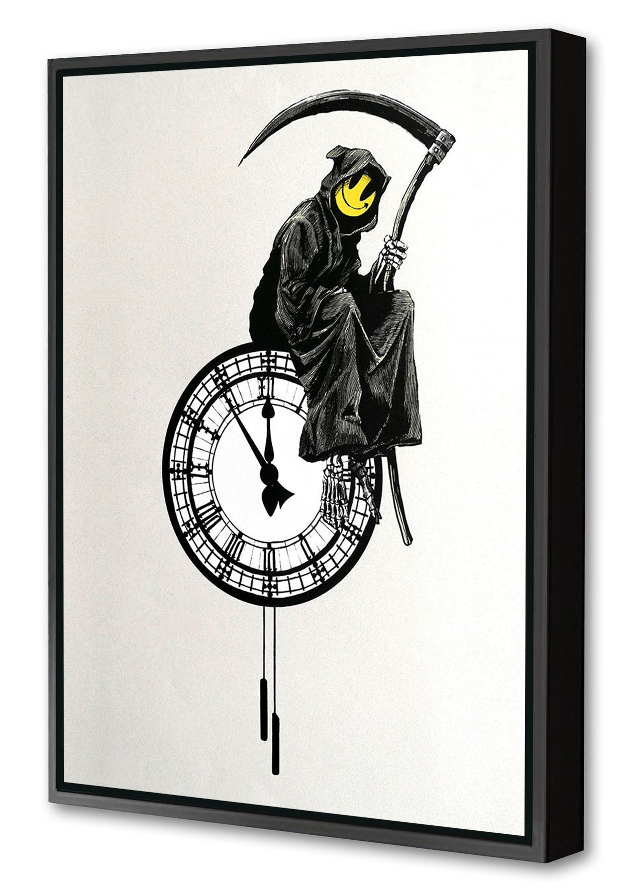 Grin Reaper-banksy, print-Canvas Print with Box Frame-40 x 60 cm-BLUE SHAKER