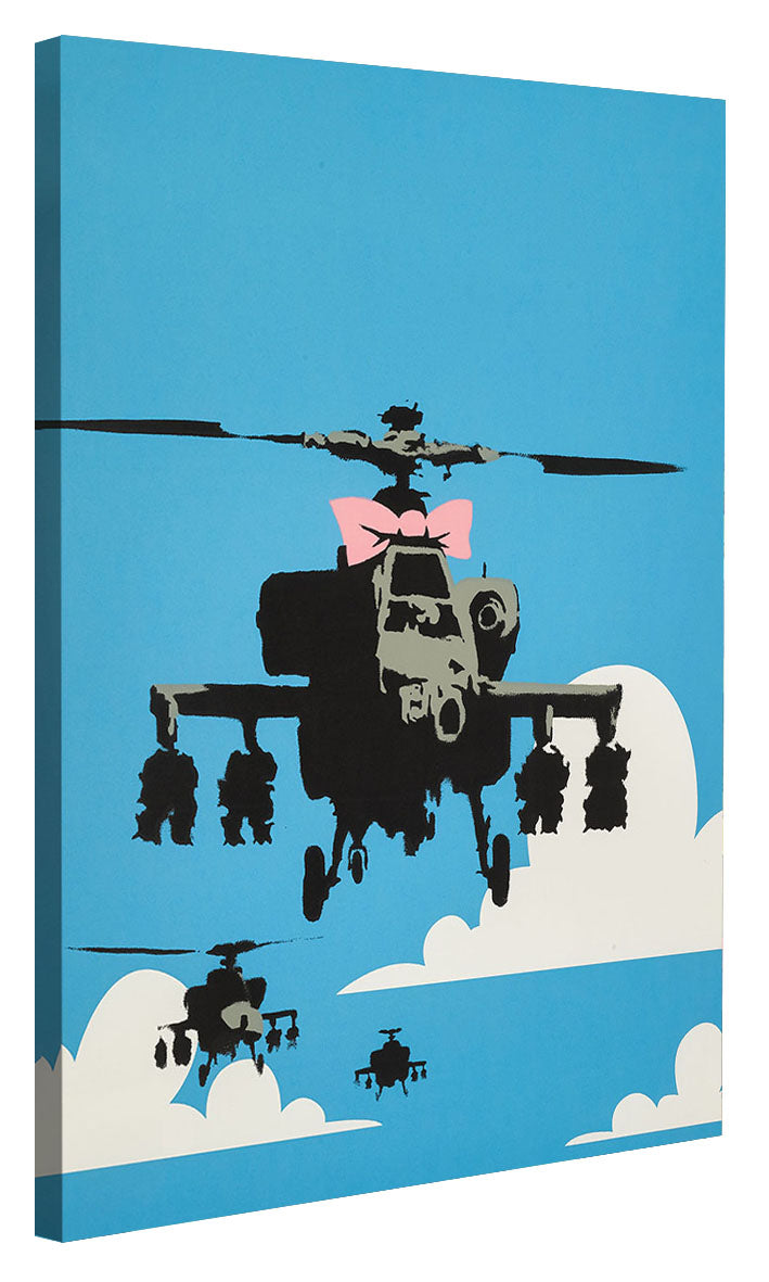Happy Chopper-banksy, print-Canvas Print - 20 mm Frame-50 x 75 cm-BLUE SHAKER