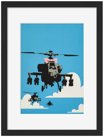 Happy Chopper-banksy, print-Framed Print-30 x 40 cm-BLUE SHAKER