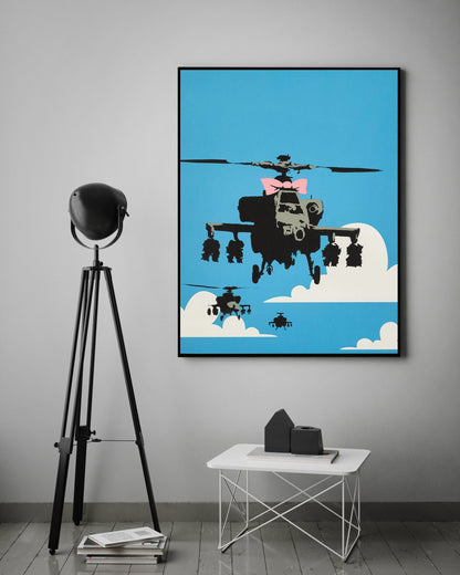 Happy Chopper-banksy, print-BLUE SHAKER