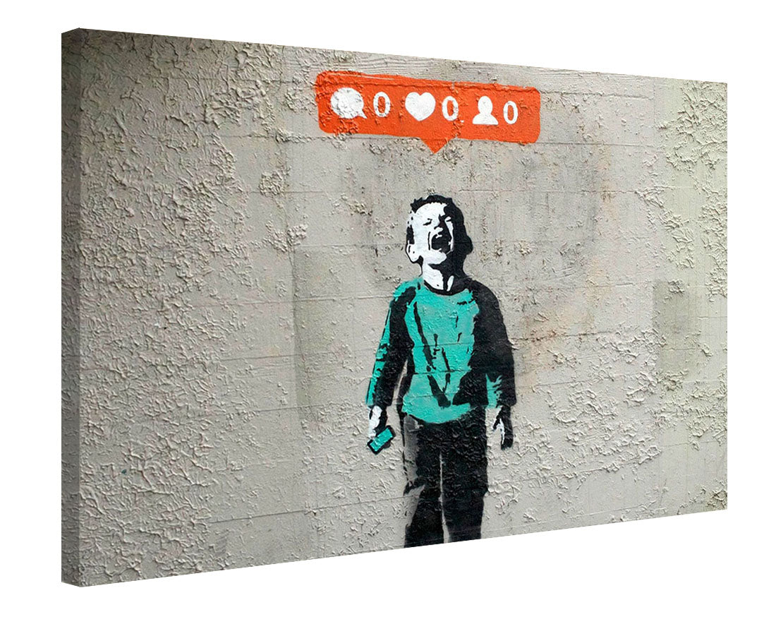 Instagram Likes-banksy, print-Canvas Print - 20 mm Frame-50 x 75 cm-BLUE SHAKER