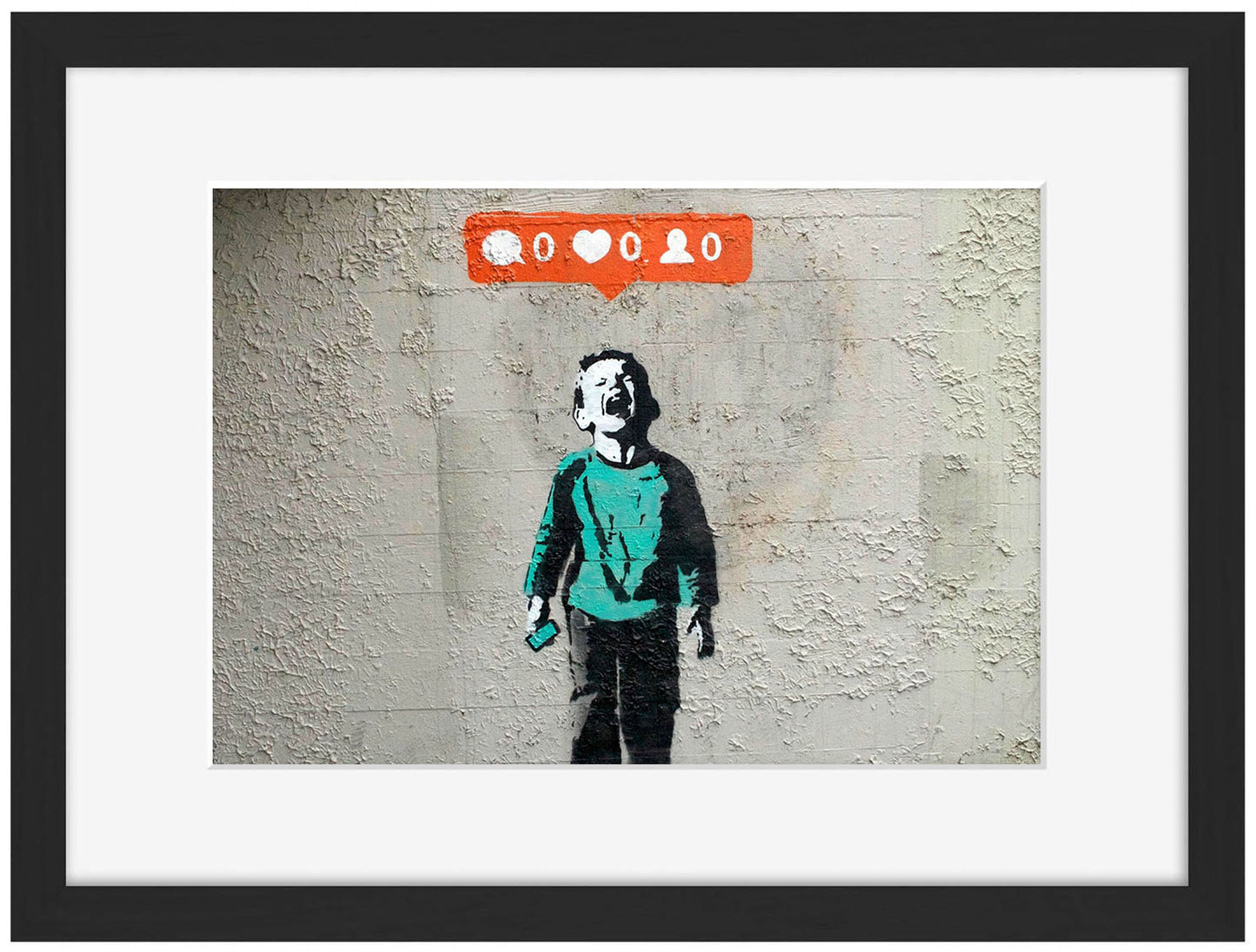Instagram Likes-banksy, print-Framed Print-30 x 40 cm-BLUE SHAKER