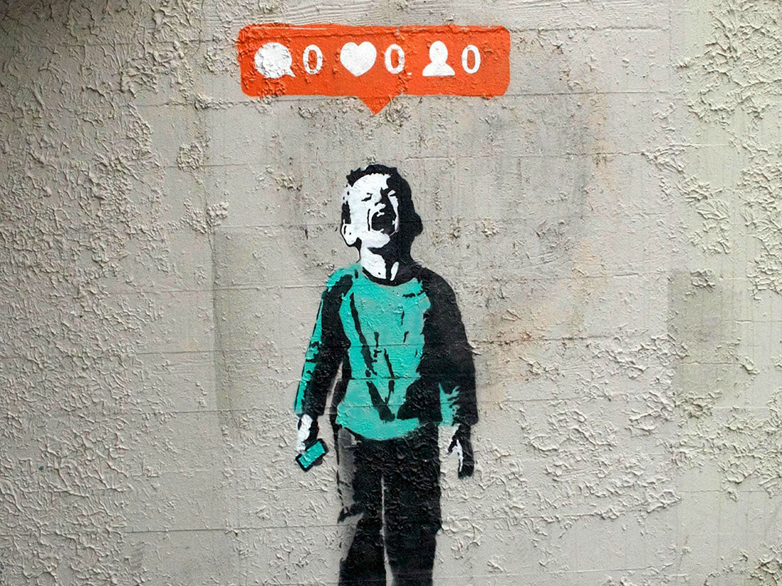 Instagram Likes-banksy, print-Print-30 x 40 cm-BLUE SHAKER