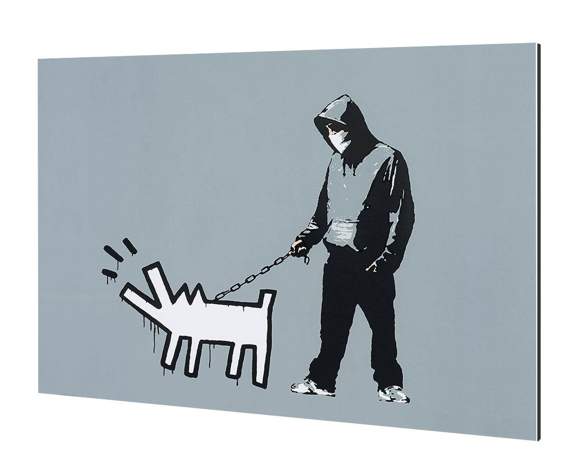 Keith Haring Dog Grey-banksy, print-Alu Dibond 3mm-40 x 60 cm-BLUE SHAKER