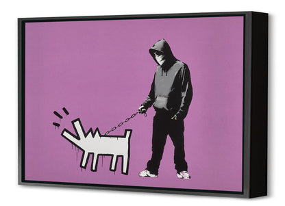 Keith Haring Dog Purple-banksy, print-Canvas Print with Box Frame-40 x 60 cm-BLUE SHAKER