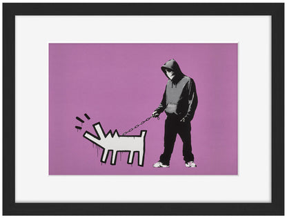 Keith Haring Dog Purple-banksy, print-Framed Print-30 x 40 cm-BLUE SHAKER