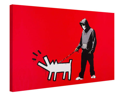 Keith Haring Dog Red-banksy, print-Canvas Print - 20 mm Frame-50 x 75 cm-BLUE SHAKER