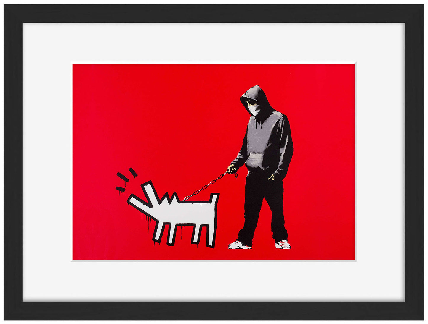 Keith Haring Dog Red-banksy, print-Framed Print-30 x 40 cm-BLUE SHAKER