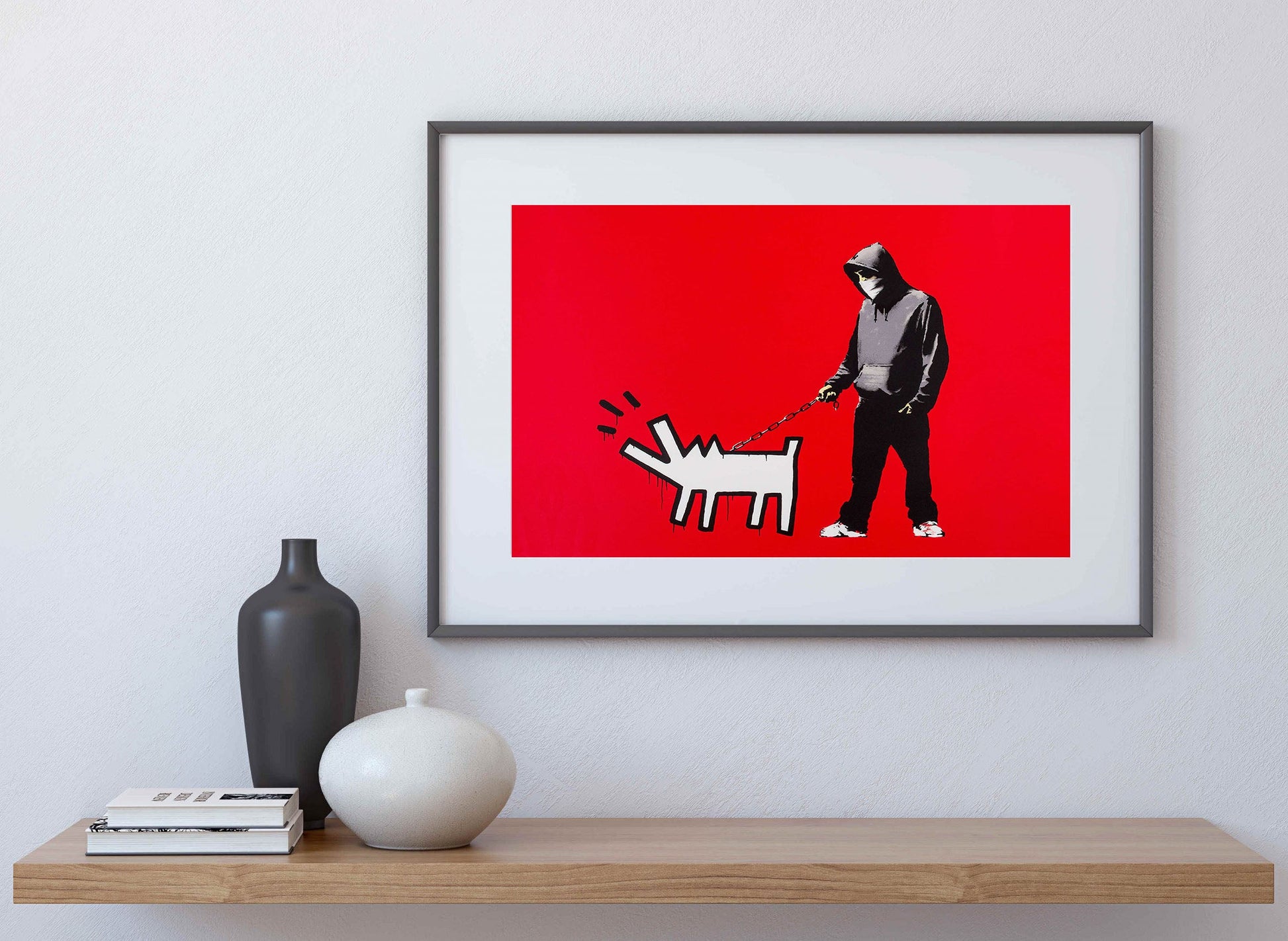 Keith Haring Dog Red-banksy, print-BLUE SHAKER