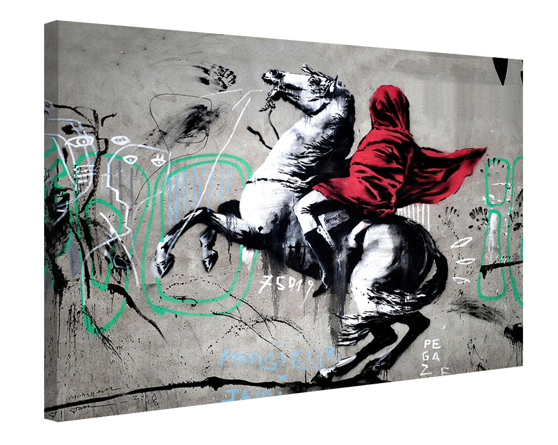Little Red Riding Hood-banksy, print-Canvas Print - 20 mm Frame-50 x 75 cm-BLUE SHAKER
