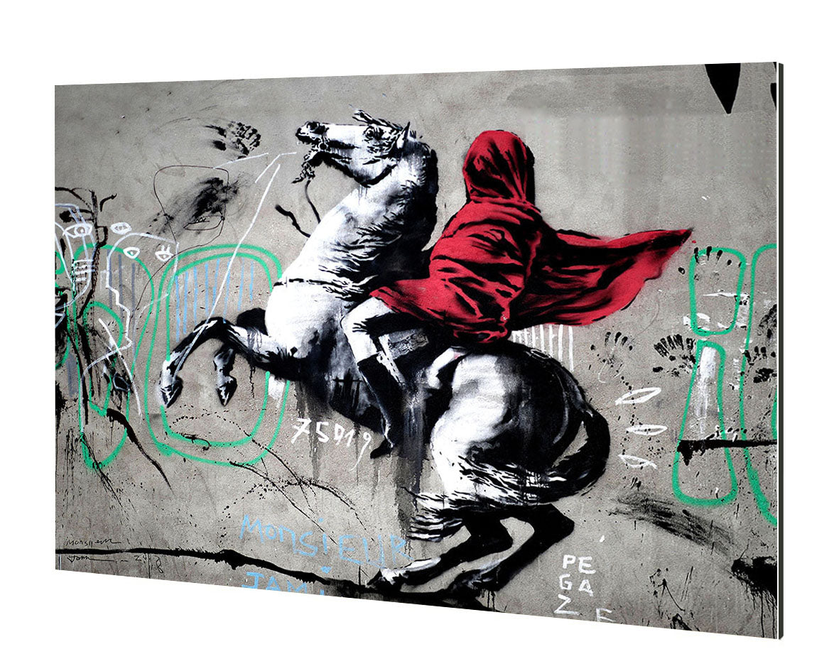 Little Red Riding Hood-banksy, print-Alu Dibond 3mm-40 x 60 cm-BLUE SHAKER