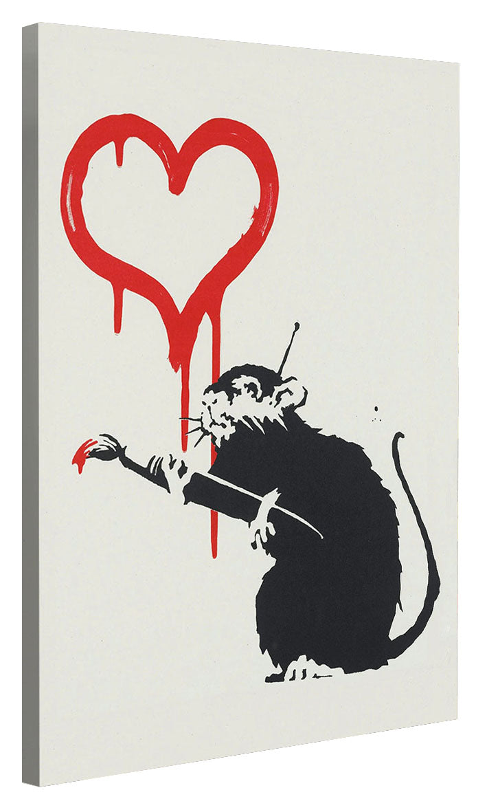 Love Rat-banksy, print-Canvas Print - 20 mm Frame-50 x 75 cm-BLUE SHAKER
