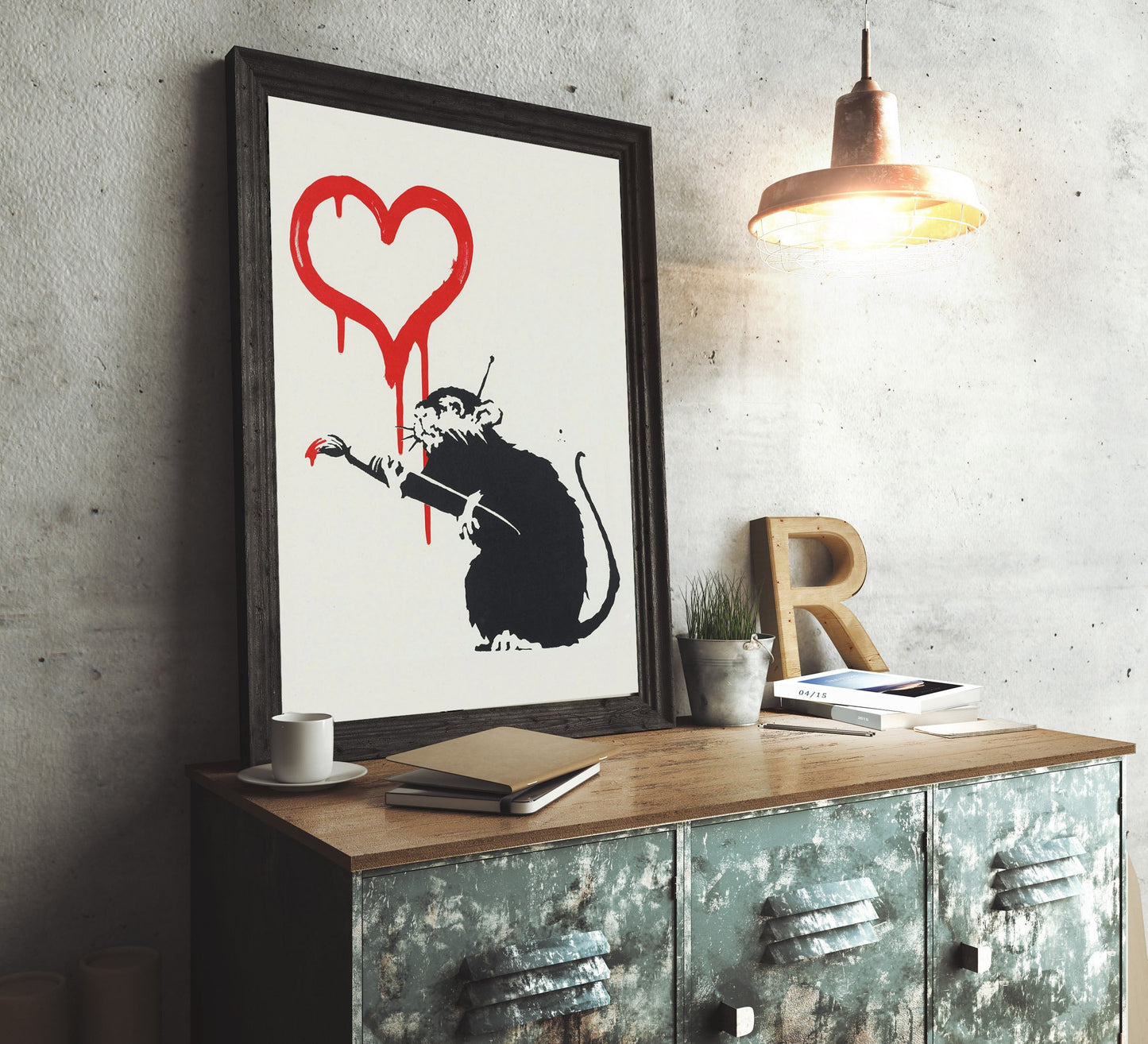 Love Rat-banksy, print-BLUE SHAKER