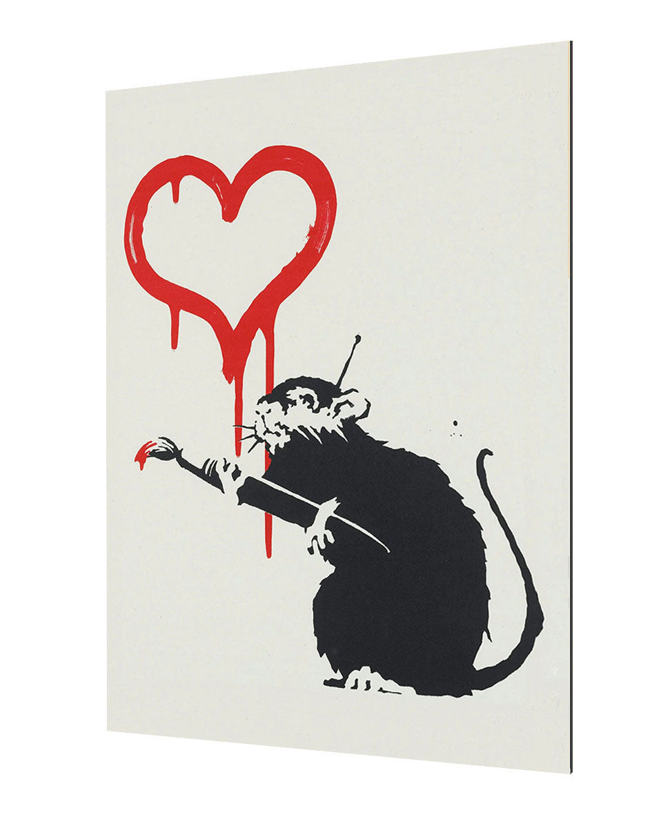 Love Rat-banksy, print-Alu Dibond 3mm-40 x 60 cm-BLUE SHAKER