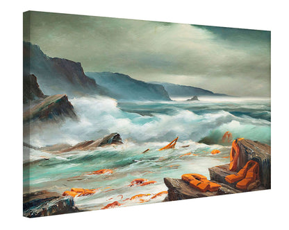 Mediterranean Sea 2-banksy, print-Canvas Print - 20 mm Frame-50 x 75 cm-BLUE SHAKER